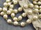 10mm Czech Glass Lt Coffee Baroque Pearl Chain w/Gold Caps -- Sold by the foot